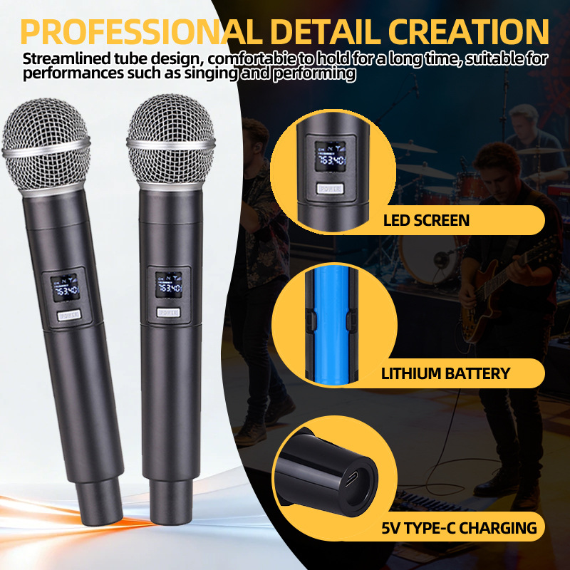 2.4g Wireless Microphone Charging One-To-Two Home Ktv Sound Card Live K-Song Professional Handheld Wireless Microphone