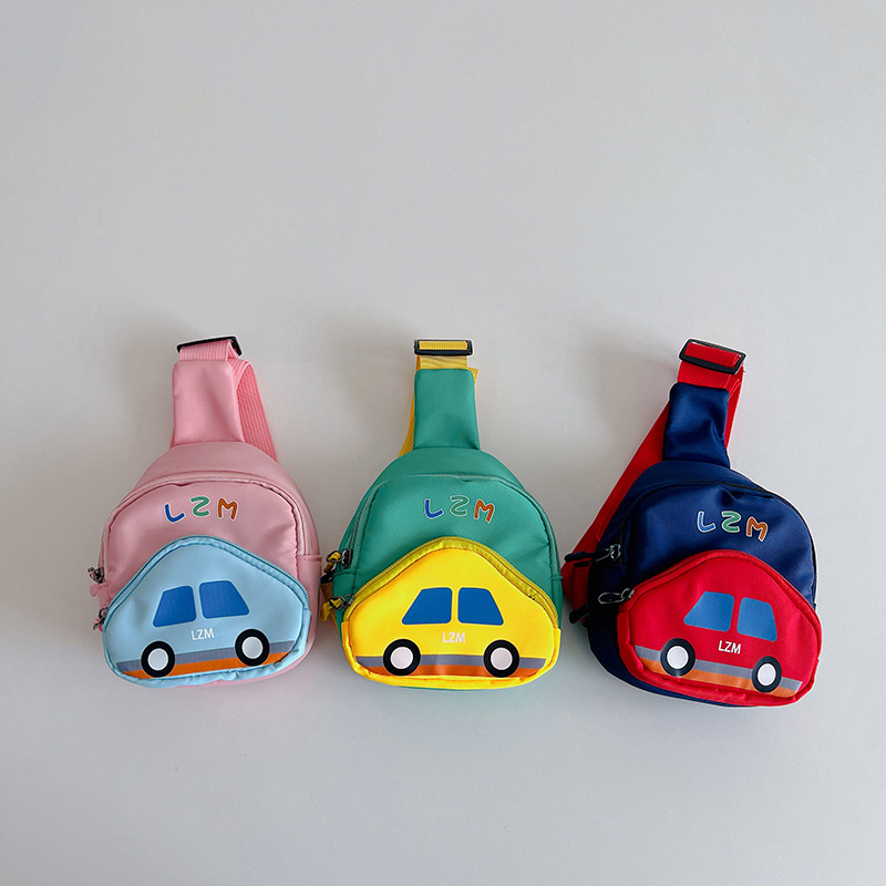 Cartoon lindo coche para niños y niñas bolso de pecho estilo occidental mini bolso de mensajero para bebés nuevo bolso para niños de color en contraste