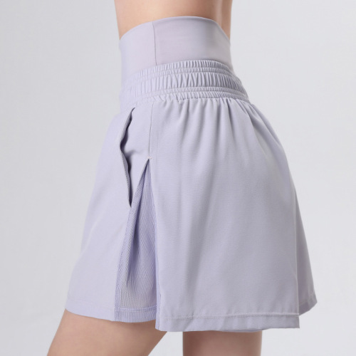 Summer ultra-high-waisted sports shorts for women, fake two-piece breathable fitness pants, anti-exposure, slimming track and field running pants