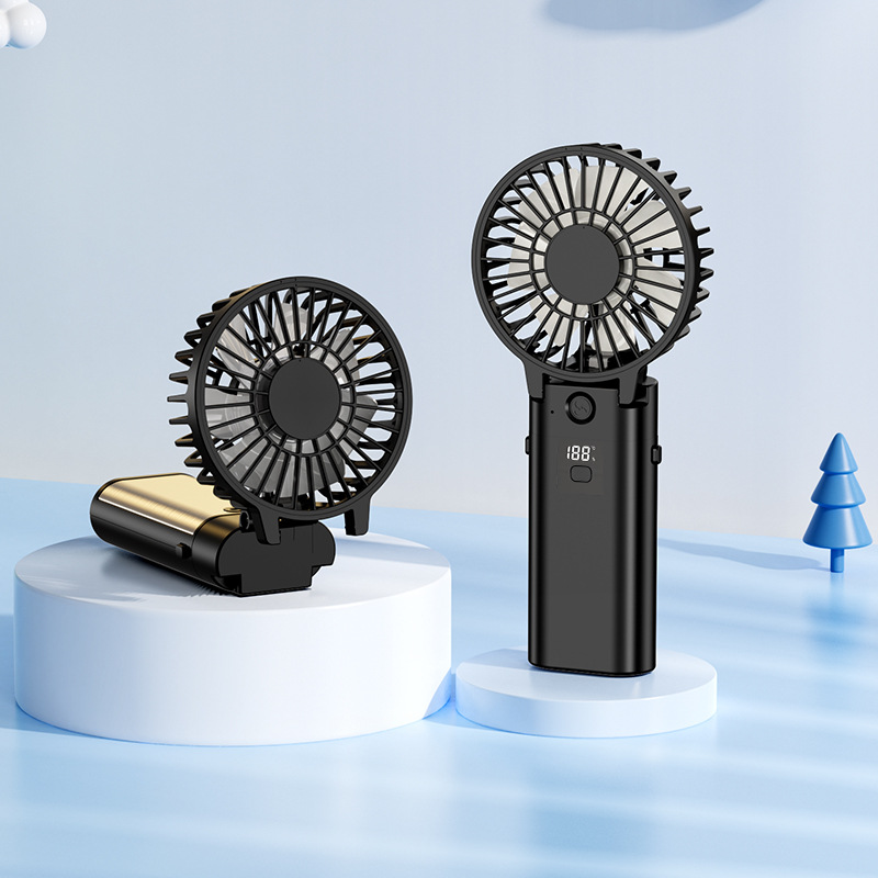 Mini ventilador de mano plegable cuello de escritorio visualización digital fragrante carga de energía móvil larga duración motor sin escobillas ventilador image 7
