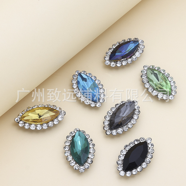 Piedras de imitación cosidas a mano de doble capa con forma de ojo de caballo y girasol de 7x15 mm, de fondo plano, superventas transfronterizas, accesorios de joyería DIY, 500 piezas/paquete image 4