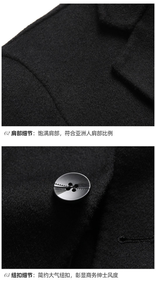 Áo vest nam dạ lông cừu hai mặt có lót lông vũ tháo rời, dài tay, giữ ấm — Màu vàng, Màu xám, Màu đen chi tiết 19