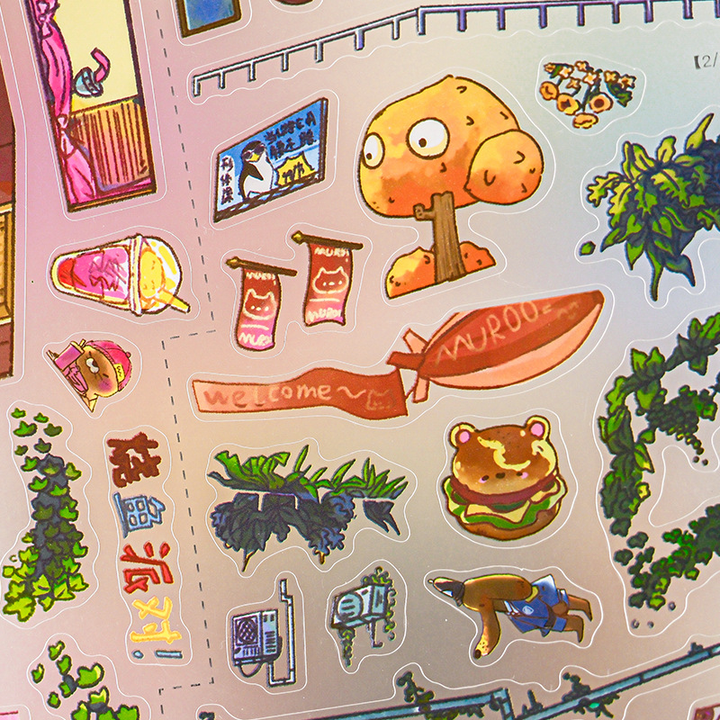 Mu dye 2.5D pegatinas paisajísticas fin de semana a la serie de gatos terrier hecha a mano DIY pegatinas materiales de contabilidad