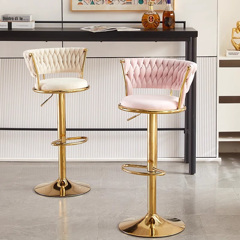 Luxury bar chair, high stool, home-use chair with backrest, swivel cashier chair, elevated front desk chair, adjustable height bar chair
