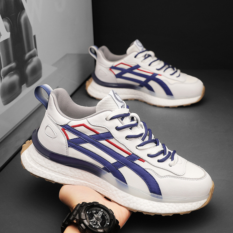 Summer Popcorn-Style Trendy Shoes, New Genuine Leather Breathable Casual Running Shoes for Men, Fashionable Women's Shoes, Versatile Sports Dad Shoes