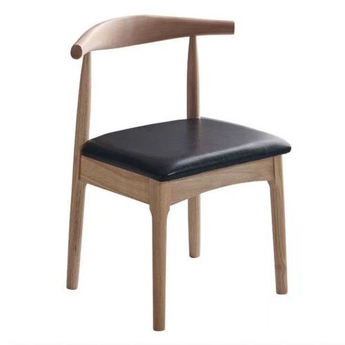 Nordic solid wood dining chair modern simple home light luxury office hotel conference restaurant chair backrest horn chair