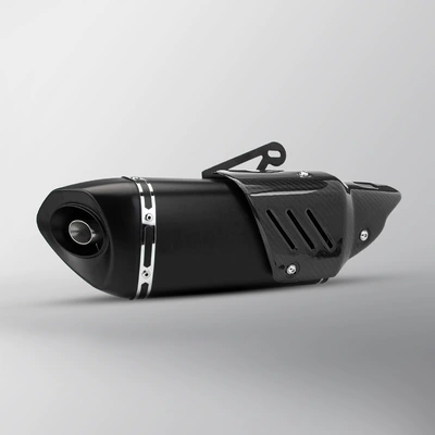400 450SR K11 round – Motorcycle exhaust pipe - all-black-real-carbon-cover