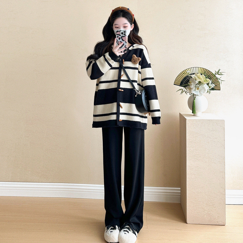 Black striped cardigan jacket / M