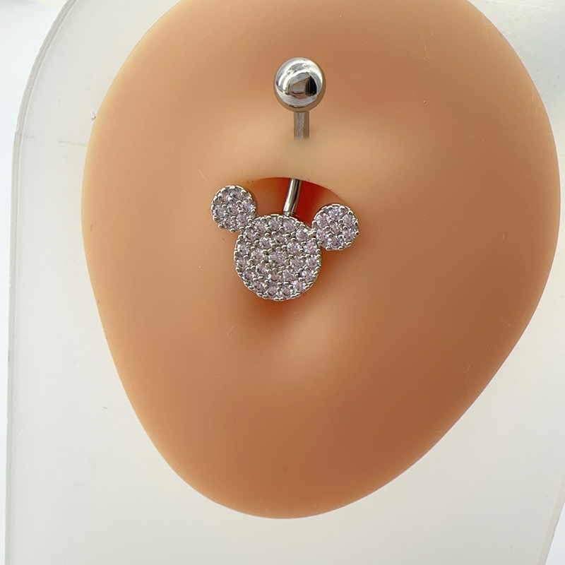 Piercing ombelico mickey mouse con zirconi per ragazze alla moda_voghion.com