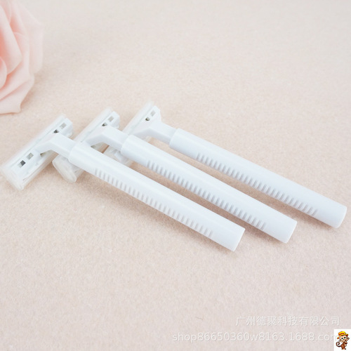 Factory direct supply to hotel bathhouse disposable razor double-layer men's manual razor plastic small round handle