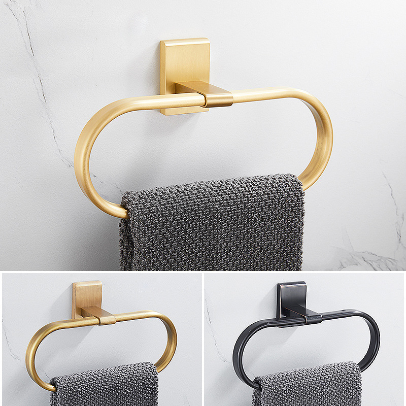 Bathroom All Copper Towel Ring Wall Hanging Punch-free Bathroom Towel Bar Towel Hanging Ring Hook Towel Rack Towel Rack