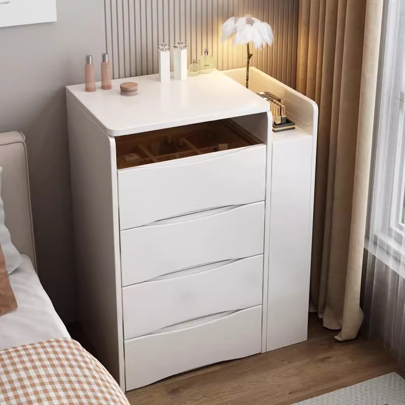 Comedor de tocador dormitorio moderno simple pequeño viento de crema nuevo tipo plegable con lámpara mesa de maquillaje gabinete de almacenamiento en uno