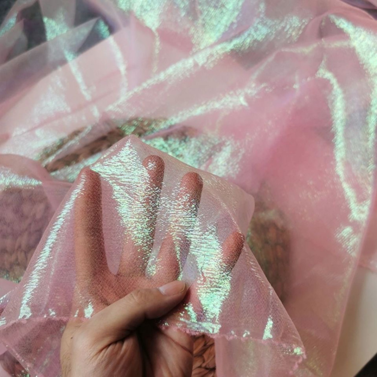 幻彩少女心透明欧根纱 婚礼布置装饰纱 轻奢七彩丝摄影背景拍照布