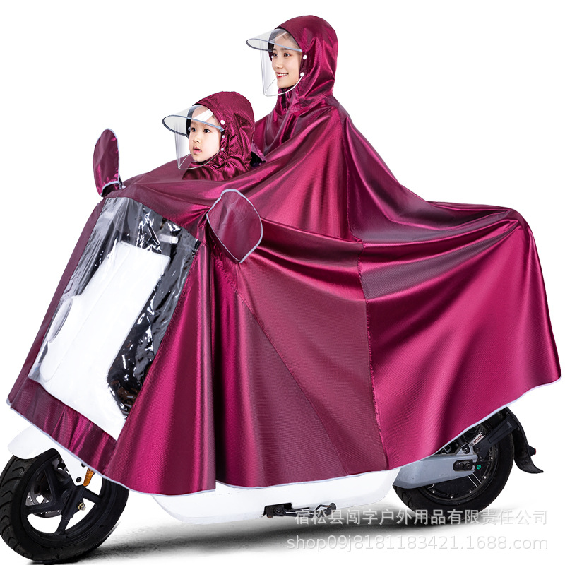 Coche eléctrico impermeable padre-hijo madre-hijo solo doble más tamaño poncho motocicleta batería coche largo cuerpo completo a prueba de lluvia