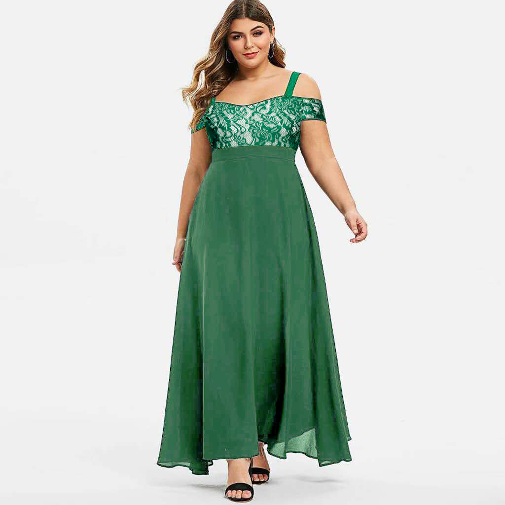 Nuevo modelo transfronterizo 2026 Amazon: Vestido largo de noche sin tirantes con encaje y un solo hombro, talla grande, ropa de mujer image 8