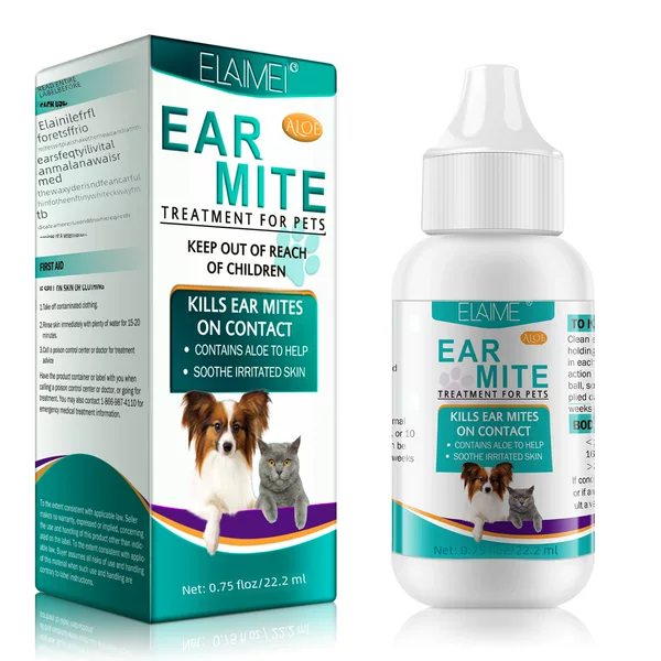 Elaimei Ear Mite Oil Earwax Cleansing Solution for Dogs and Cats Ear Cleaning Solution