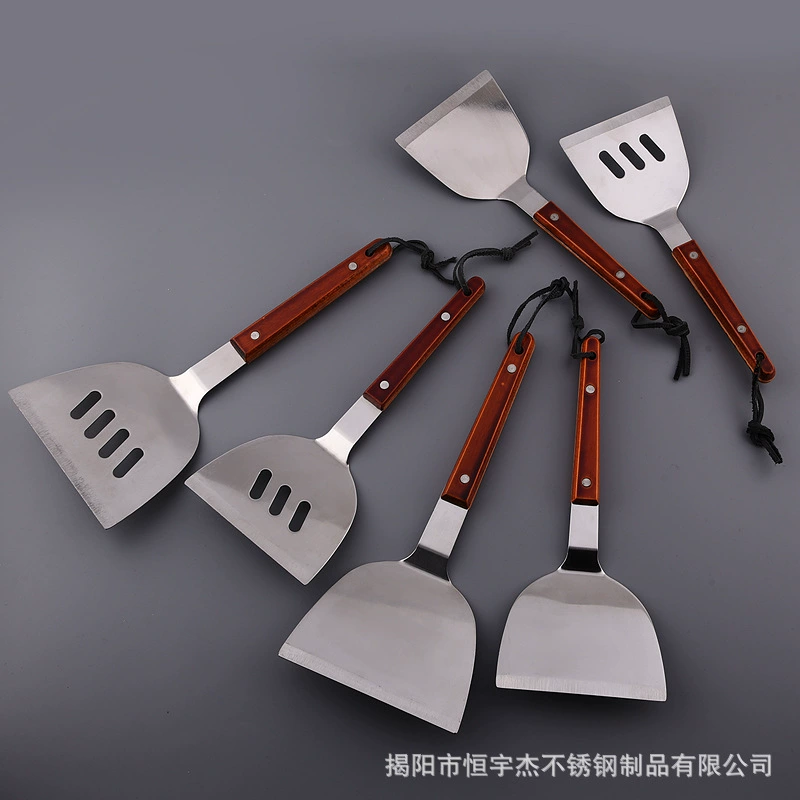 Поварная железная лопатa с деревянной ручкой из нержавеющей стали японская кухонная ложка с лопатой для жарки лопатка