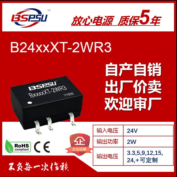 B2405XT-2W B2403/2405/2409/2412/2415/2424XT-2WR3 DC电源模块