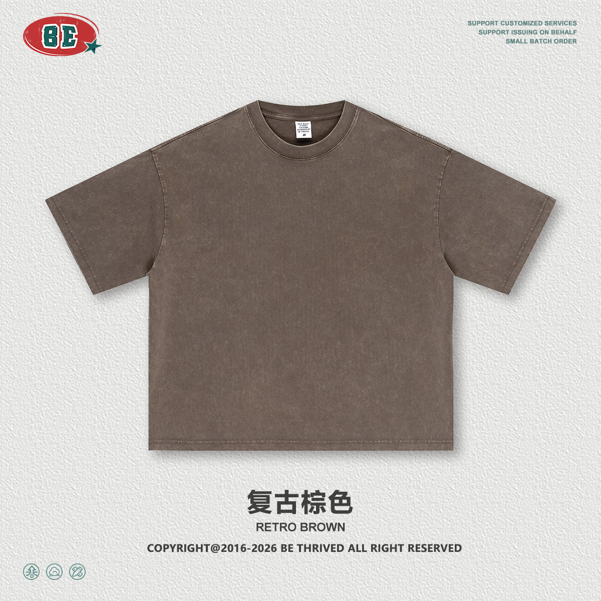 Be Hombres| Retro americano lavado en agua camiseta de mangas cortas cimetiera pantalones rectos BOXY dos piezas para hacer viejo conjunto casual