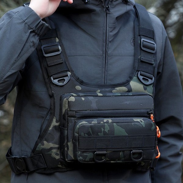 New cross-border vest bag, outdoor chest bag, multifunctional storage tactical backpack, camouflage, fashionable for travel and camping