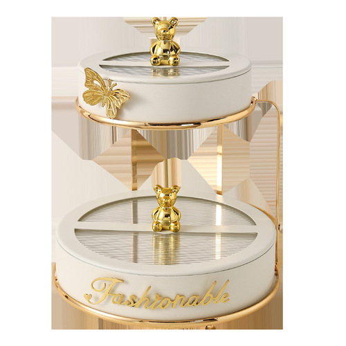 Ceramic fruit plate multi-layer light luxury style large capacity household dried fruit box high-value candy plate dust-proof dried fruit plate with lid