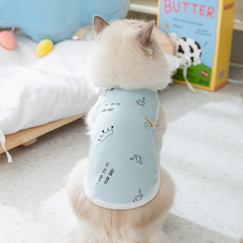 Gato primavera y verano viento casual fresco lindo chaleco impresa Teddy perros pequeños perros perros