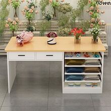 插花展示台包装纸收纳柜一体花店作台带抽屉多功能收银台包花桌台