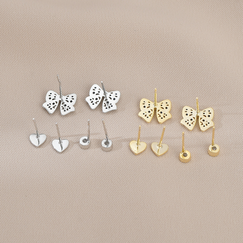 1 Set Simple Style Butterfly Copper Inlay Zircon Ear Studs display picture 1