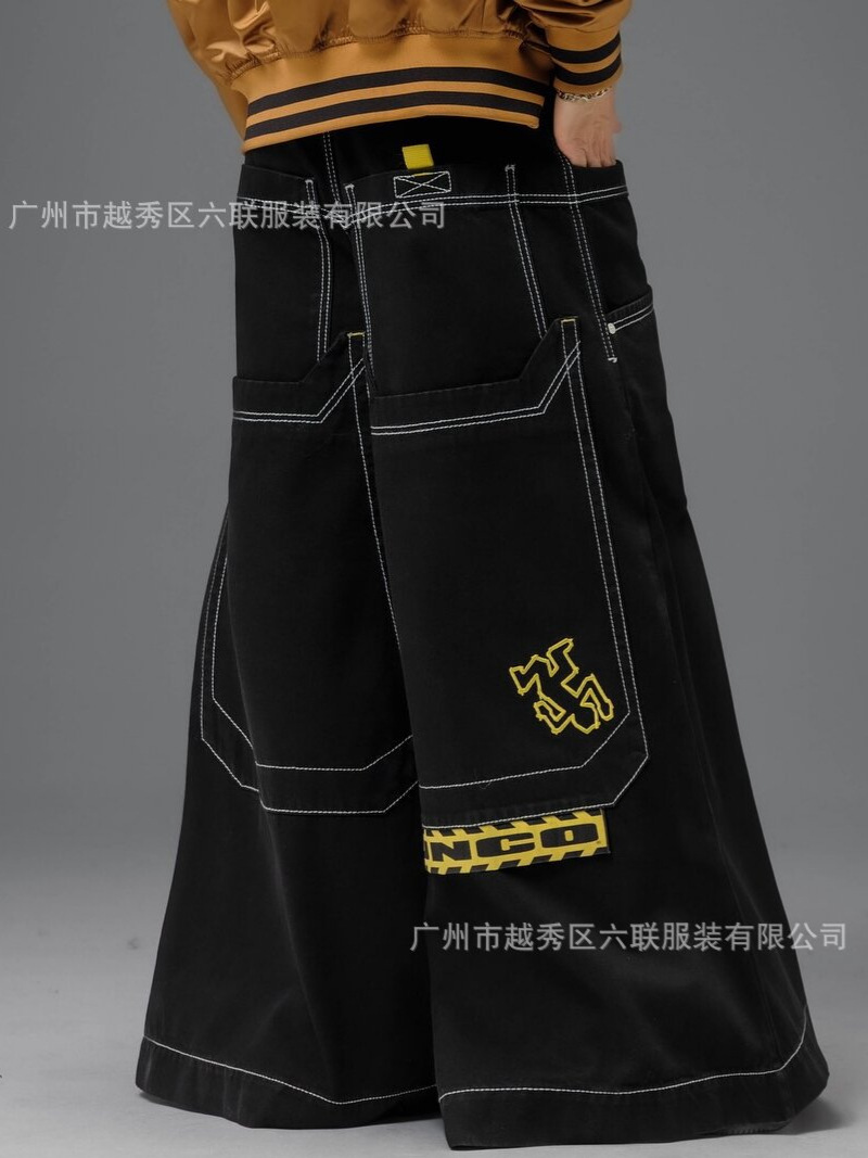 Jnco nuevo cross-border American hip-hop jeans hombre lavado con agua pantalones de piernas largas bordados de cintura baja pantalones rectos