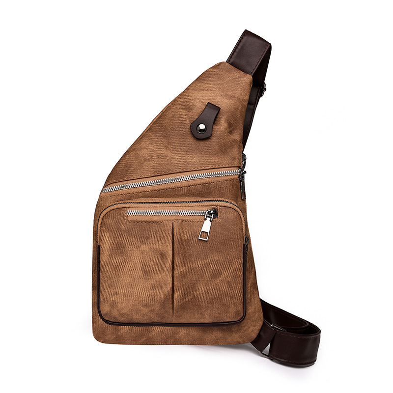 Comercio exterior al por mayor nuevos hombres de cuero suave bolsa de hombro Moda pecho bolsa de viaje al aire libre ligero hombro bolsa de mensajero