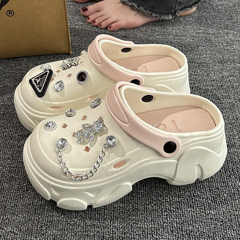 Zuecos antideslizantes para mujer, accesorios de verano DIY, sandalias de playa de suela gruesa, ultra cómodas, con punta cerrada, pantuflas de boda.