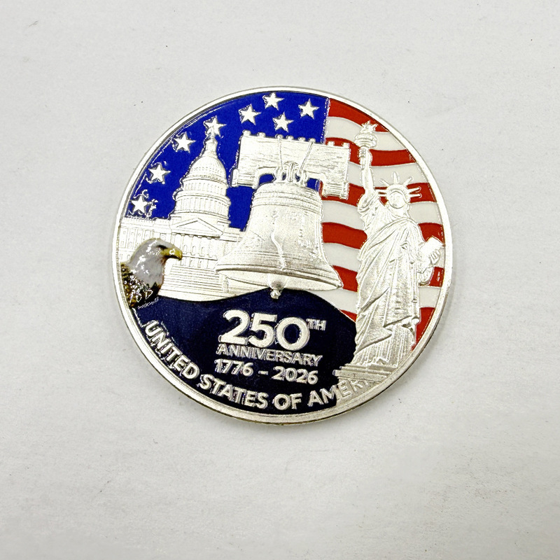 Cross-Border United States 250Th Anniversary Commemorative Coin Military Coin Challenge Coin Metal Embossed Color Printed Commemorative Medal Gift Cross-Border United States 250Th Anniversary Commemorative Coin Military Coin Challenge Coin Metal Embossed Color Printed Commemorative Medal Gift