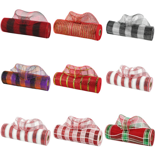 Amazon best-selling 26cm decorative net ribbon DIY holiday atmosphere decoration colorful ribbon gift box gift wrap
