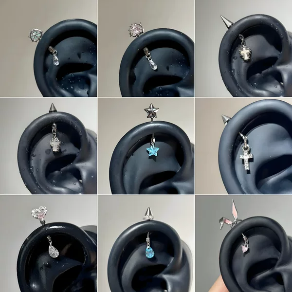Sweet and Cool Style Devil Nail Titanium Steel Ear Bone Stud Water Drop Pendant Fashion Earrings Light Luxury High-End Exquisite Ear Jewelry for Women