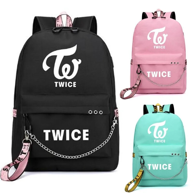 Twice South Korea combination printing backpack USB headset travel bag laptop backpack student schoolbag Twice South Korea combination printing backpack USB headset travel bag laptop backpack student schoolbag