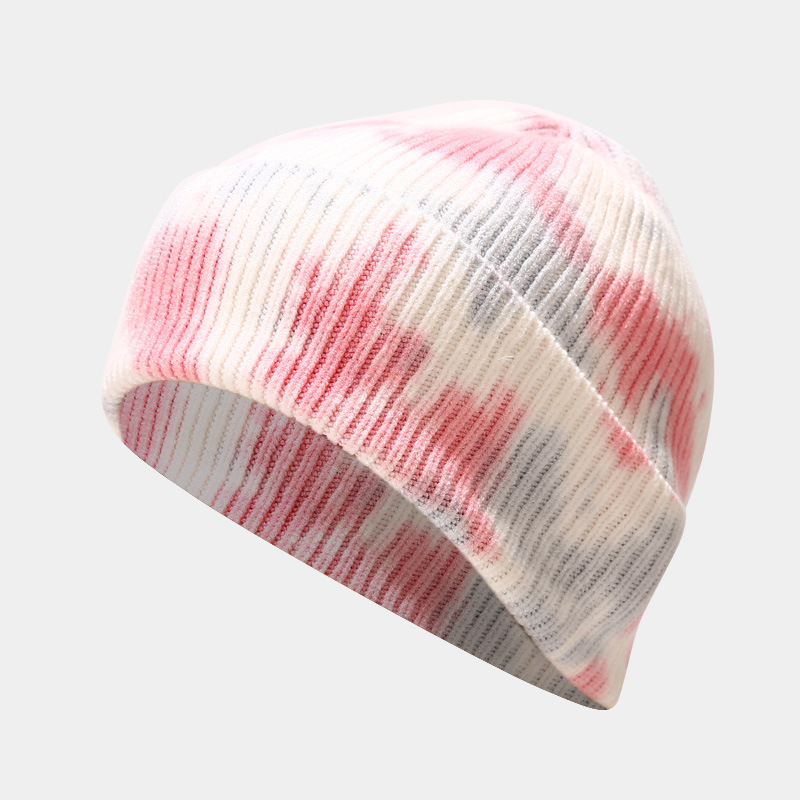 New Tie Dyed Knitted Glove Scarf Women's Autumn and Winter Outdoor Cold Protection Hat Three piece Set for Men_voghion.com