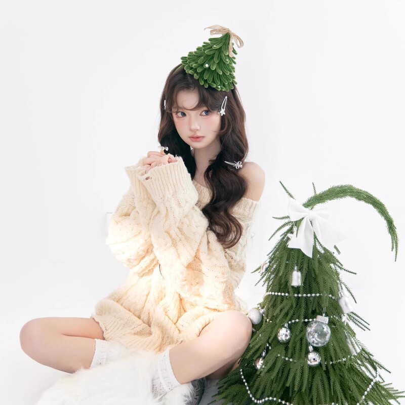緑のクリスマスツリーのカチューシャ手作りヘアピンツイストスティックdiy材料バッグカチューシャかわいいクリスマスプレゼント|undefined
