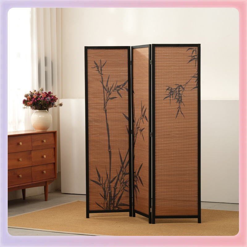 ✅ New Chinoiserie Screen Partition Living Room Tea House Entrance Hall Chinoiserie Bamboo Shadow Decorative Wall Bamboo Enclosure Balcony Modification