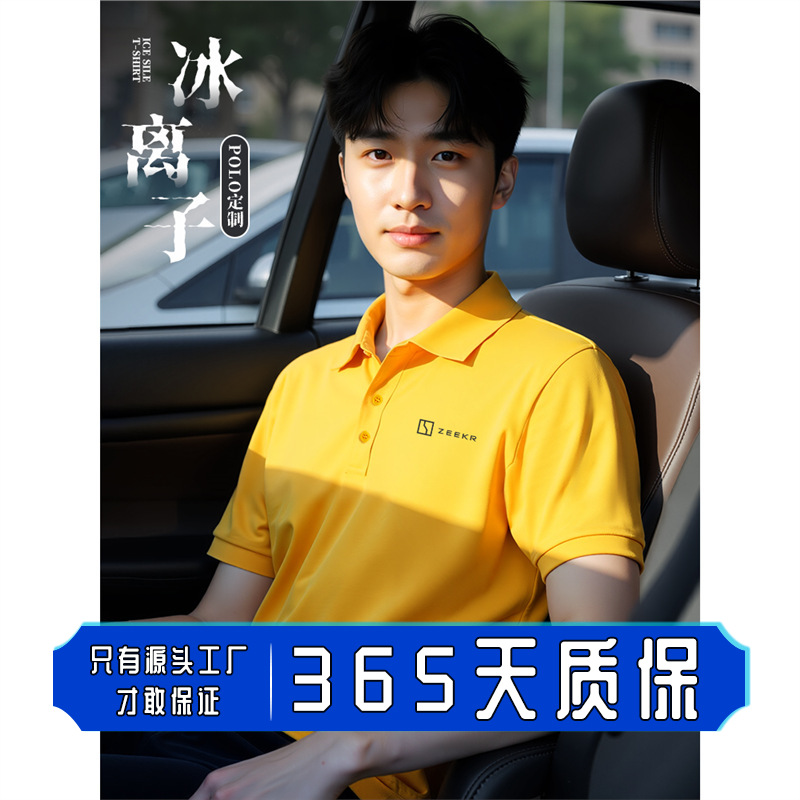 Ji Zhi Car Ice Silk Polo Shirt Custom Workwear with Logo Printed Summer Short Sleeve Corporate Culture Team Work T-Shirt