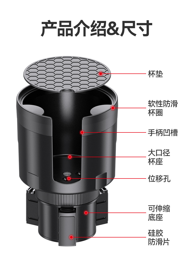 Cross-Border Large Car Cup Holder Multifunctional Cup Limiter Drink Holder Storage Rack Car Cup Holder Expander