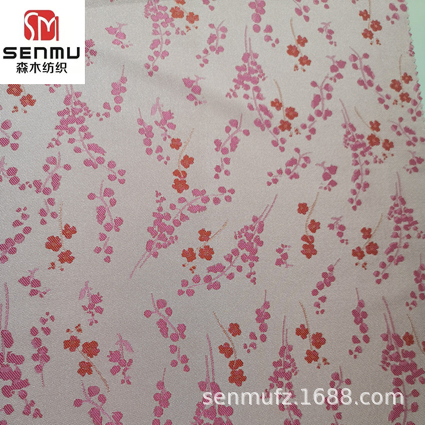 新款春夏立体线花复古花朵提花面料连衣裙泡泡袖旗袍礼服布料批发