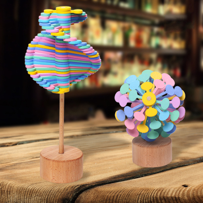 Madera giratoria Lollipop SERIE DE Fei decoración creativa descompresión artefacto giroscopio TikTok mismo estilo juguete para niños
