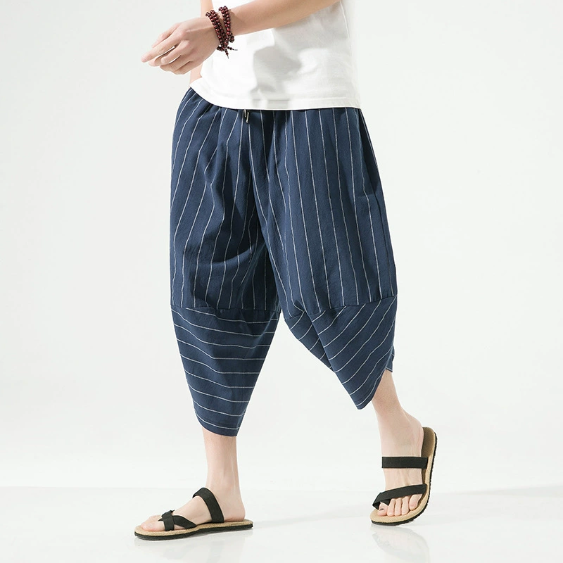 Men's summer Japanese trend trousers, cotton and linen, Chinese style, loose fit