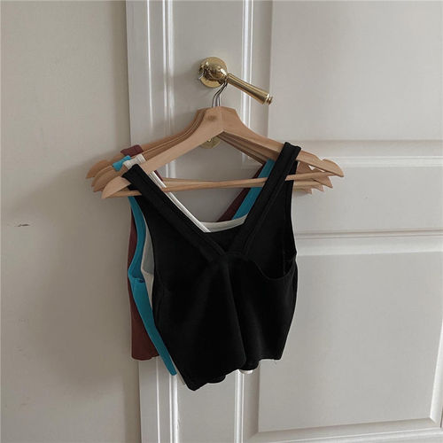 Small fresh knitted suspender top for women's summer outer wear 2024 new inner vest sexy hot girl sleeveless bottoming shirt