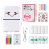 Mimi pink combination [machine standard configuration + 5 rolls of thermal paper + 5 rolls of self-adhesive paper + 3 rolls of colored paper + 6 colored pens + 1 sticker]