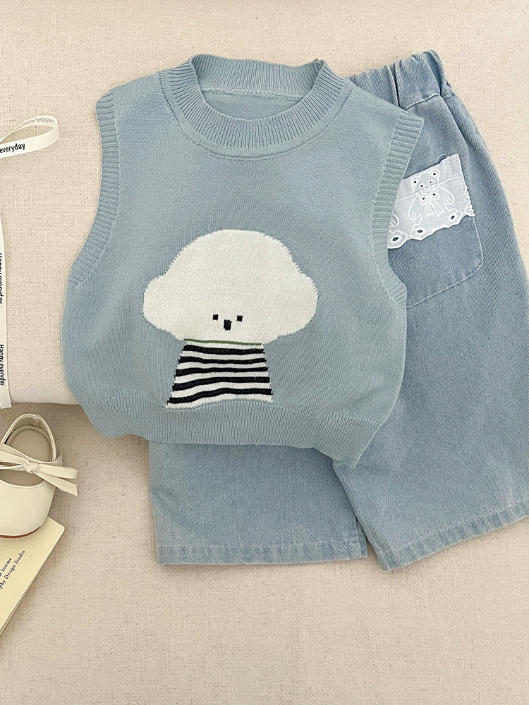 Bebé estilo occidental dibujos animados cachorro suéter chaleco coreano niña bebé suéter delgado chaleco de todo fósforo ropa infantil linda