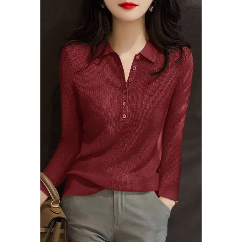 2024 new pullover long sleeve fashion slim bottoming top women's autumn polo collar versatile sweater sweater 2024 new pullover long sleeve fashion slim bottoming top women's autumn polo collar versatile sweater sweater