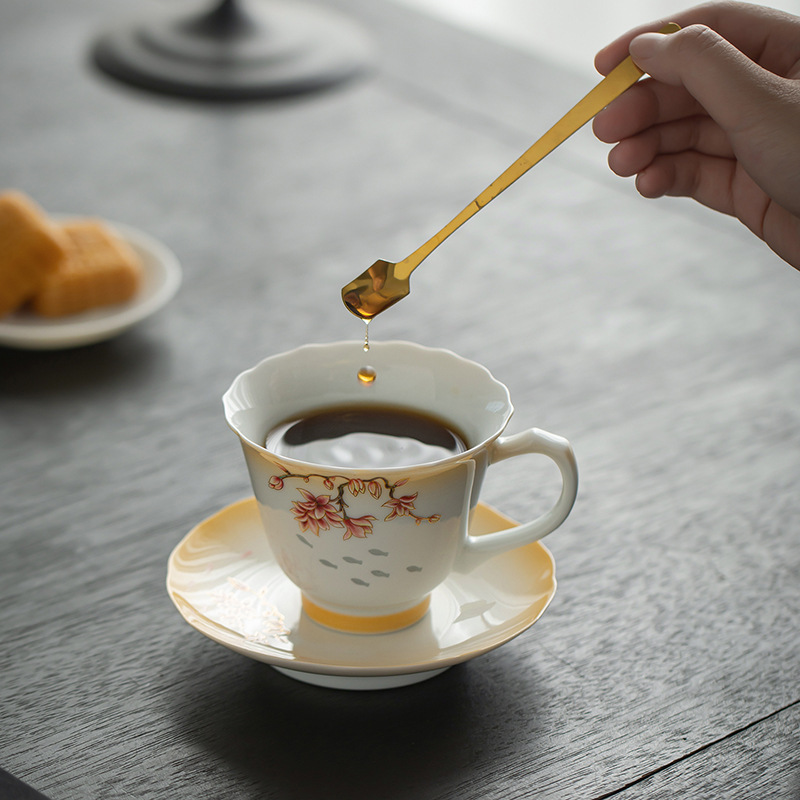 玲珑咖啡杯高档精致把手杯碟主人杯茶杯对杯送长辈老师生日伴手礼|undefined