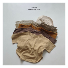 Children's Short Sleeve T-Shirt Summer New Arrival Korean Style Unisex Kids Retro Bamboo Node Cotton Pure Forest System Crew Neck Top Stylish