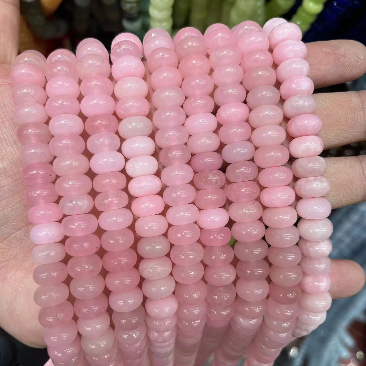 6*10天然石玉髓玉石算盘珠隔珠饰品diy汉服旗袍服装辅料纽扣配件